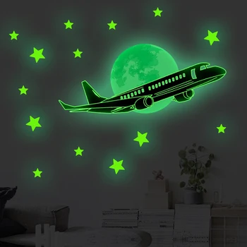Tofok Šviesos Lėktuvo Žvaigždžių Liuminescencinės Siena Lipdukas, Miegamojo Švyti Tamsoje Animacinių filmų 