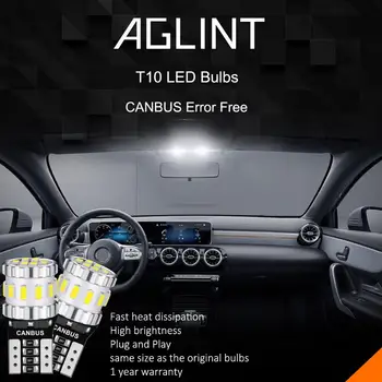 AGLINT 4PCS T10 CANBUS LED Lemputes Klaidų W5W 194 168 2825 Pleišto 18SMD už Automobilio Salono Pusėje Dome Žemėlapis Skaičius Trunk Balta 12V