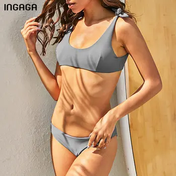 INGAGA Sexy Push Up Bikini, maudymosi Kostiumėliai, 2021 Swimsuit Moterys Dirželis Lankas Paplūdimio Black Maudymosi Kostiumai Du Dėvėti Stiliumi Plaukti Kostiumas