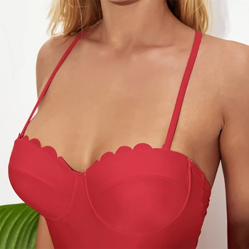 Moterų Push Up vientisi maudymosi kostiumėlį, Kietas Seksualus Bikini Naujas Nėriniai-up maudymosi Kostiumėliai, Vasaros Paplūdimio Raudoną Maudymosi Kostiumą, Moteris Monokini