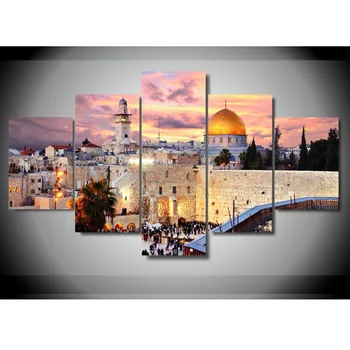 5 vnt Jeruzalės Modulinės Nuotrauką Modernių Namų Sienų Apdailos Drobė Nuotrauką Meno HD Spausdinti Tapybos Ant Drobės meno Kūriniai