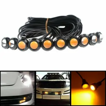 10VNT Geltona Gintaro 9W LED Eagle Eye Automobilių DRL Dieniniai Posūkio Signalo Lemputė 18MM