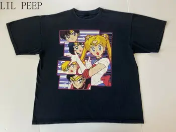 Derliaus 90s Sailor Moon Anime Plius Dydis Estetinės Vyrų Marškinėliai 2020 Metų Vasaros Hip-Hop Streetwear Aukštos Kokybės Marškinėliai