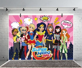Super Herojus Merginos Fonas Miesto Statybos Baby Shower Gimtadienio Užsakymą Fotografijos Fono Nuotrauką StudioDecor Prekes