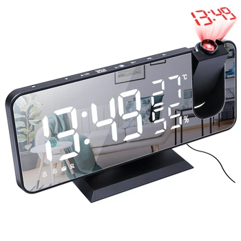 Daugiafunkcis LED Laikrodis-Žadintuvas Projektorius Lentelė Skaitmeninis Laikrodis, FM Radijas, Temperatūros, Drėgmės Ekranas Atidėjimo Funkcija