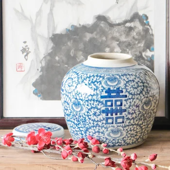 Jingdezhen Senas Mėlynos Ir Baltos Imbieras jar Naujas Kinų šventykla jar Antikos Studijų Vestuvių Papuošalai porceliano keramikos jar vaza