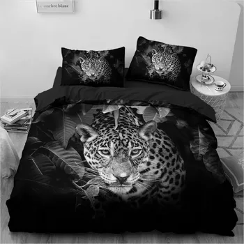 3D Patalynės Komplektai Leopard Leopar Antklodė Antklodė Padengti Nustatyti Šalikas Patalynė Užvalkalas Karalius ir Karalienė Visu Dydžiu 240*220 Namų Texitle
