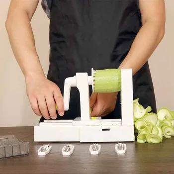Lankstymo Vegetaras Tešlos Peilis Ašmenimis Daržovių Spiralizer su Besisukančiais Spageti Bulvių Spiralės Cutter Makaronai Virtuvės Dalykėlių Įrankis