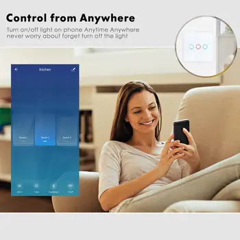 Smart Wifi Ligh Jungiklio Nėra Neutralus Laidas Tuya 110V, 220V ES JK Sienos Jutiklinį Jungiklį RF 433 App Kontrolės Dirbti su Alexa 