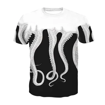 Vasaros 2020 Naujas Mados Brand T-shirt Vyrams, Atsitiktinis Aštuonkojai 3D Atspausdintas Trumpas Rankovėmis Tee Marškinėliai Street Didelis Dydis 3XL 4XL Vyrų Viršūnės