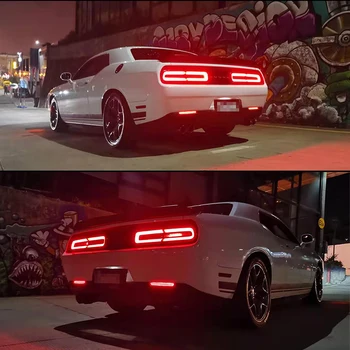 IJDM OEM 3D Regos Stiliaus LED Bamperio Atšvaito šviesą-2019 Dodge Challenger Galiniai Rūko Žibintai, Stabdžiai Užpakaliniai Žibintai LED Lempos