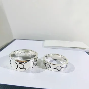 Žavesio originalus logotipas žiedas S925 gryno sidabro žiedas vertingų vyrų ir moterų skeleto modelis raižyti didmeninė nemokamas pristatymas