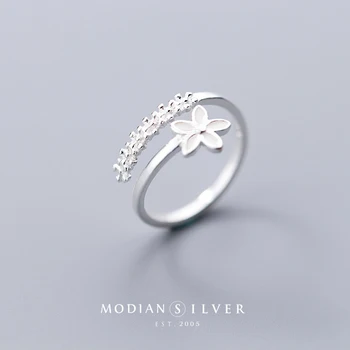 Modian Mados Sterlingų Skiedra 925 Balto Emalio Žydinčių Gėlių Piršto Žiedą, Moterims, Nemokamas Dydžio Žiedas Fine Jewelry 2020 Naujas