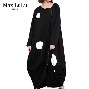 Max LuLu 2019 M. Rudenį Prabangos Korėjos Ponios Atsitiktinis Streetwear Moterų Elegantiškas Dot Ilgos Suknelės Seksualus Punk Plus Size Vestidos