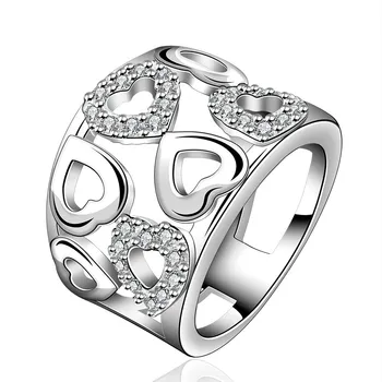 2016 Karšto 925 sidabro papuošalai širdies 925 sidabro žiedas crystal su natūralaus akmens dideli žiedai moterims/vyrams vestuvių