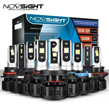 NOVSIGHT H4 LED H7, H8, H11 9006 HB4 H1 H3, HB3 H9 H13 9007 9003 HB2 Automobilių Žibintų Lemputes, LED Lempos, 18000LM 6500K Rūko Žibintas