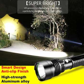 8000Lumens Super Ryškus LED Taktinis Žibintuvėlis Įkraunamas Vandeniui Linternas Žibintuvėlis Aliuminio Lydinys 1*18650 arba 3*AAA