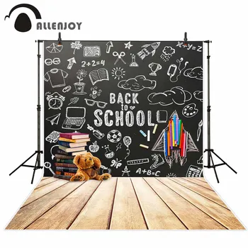 Allenjoy fotografijos Atgal į mokyklą backdrops lentos pieštuku knyga žaislas meškinas nuotrauka fone studija prop photophone photocall