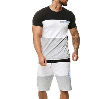 Vasaros vyrų kostiumas T-marškinėliai + kelnės dviejų dalių atsitiktinis sportinę letter spausdinimo kostiumas, sportiniai, vyriški T-shirt