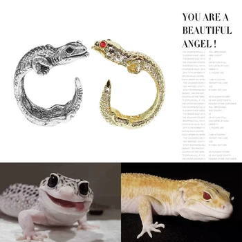 Nemokamas pristatymas Kūrybos žiedas piršto žiedo atidarymo gecko originalaus dizaino nišą papuošalai neišblunka pet gecko asmenybės papuošalai