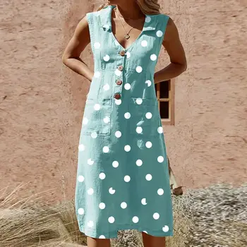 2019 Nauja Stiliaus Vasaros Moterų Berankovis Polka Dot Suknelė Atsitiktinis Paplūdimio Mini Marškinėliai Paplūdimys Sundress Karšto Pardavimo