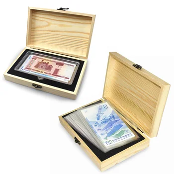 Banknotų Apsaugos Dėklas Su Medinėje Dėžutėje Popierinių Pinigų Maišas Surinkimo Knygos Saugojimo Atveju Konteineris