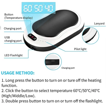 LED Elektros Vertus Šilčiau Kišenėje Mini Įkraunama USB Handwarmer su Ekrano Žibintuvėlis Indikatorius Daugkartinio naudojimo Patogu Šildytuvas Rankas
