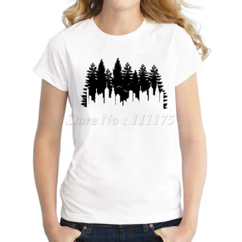 Moterų Vasaros Naujovė Dizaino marškinėliai Mados Miesto miško Spausdinti Viršūnes Karšto Pardavimo Tee Marškinėliai