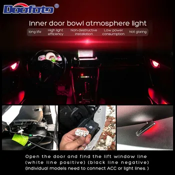4pcs Automobilį, LED Interjero Šviesos Durų Dubenį Rankena Atmosfera Lempos Vidinės Šviesos Automobilių Optikos Reikmenys Stiliaus, Universalus