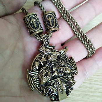 Skandinavų Odin Simbolis Runų Runos Karoliukai Helena Rosova Pakabukas Viking Karoliai Amuletas, Talismanas Pergalę Apsaugos Juvelyriniai Dirbiniai