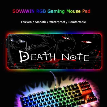 Mairuige Anime Death Note, Žaidimų RGB Pelės Mygtukai Lockedge Apšvietimu Mause Pagalvėlės XXL Didelis Kompiuterio Stalas Klaviatūros LED Pelės Kilimėlis