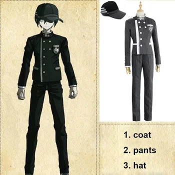 Pagal Užsakymą Pagaminti Naują Danganronpa V3 Cosplay Saihara Shuichi Cosplay Kostiumų Anime Žaidimas Mokyklos Vienodos Suit Apranga Kailis + Kelnės + Hat