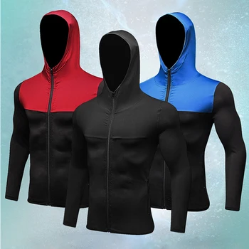 Vyrų rudens ir žiemos sporto fitneso veikia drabužių mokymo drabužių užtrauktukas atsitiktinis hoodie vėjo greitai-džiovinimo paltai vyrams