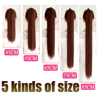 Allaosify 18-32 colių Naujas super ilgas dirželis įrašą moterų perukas juoda ruda ilgi tiesūs plaukai surišti į arklio pratęstas galvos apdangalai