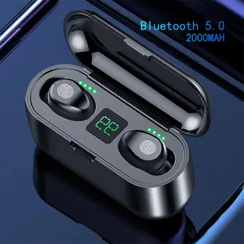 F9 Belaidės Ausinės Bluetooth 5.0 Ausinės TWS Ausinių Mini HIFI In-ear Sporto laisvų Rankų įranga Veikia iOS/Android Telefonai HD Skambinti