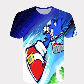 Sonic the hedgehog mergaičių drabužius 3D vaikiški marškinėliai vasaros Viršūnes kūdikių berniukų drabužiai Mario Vasarą Cartoon Anime Marškinėliai gimtadienio dovana