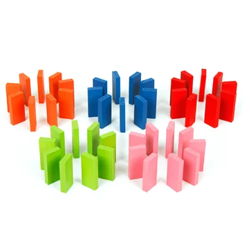 Vaivorykštė Domino Statybinių Blokų Modelių Kamino Bokštas Vaikams Žaidimai, Mediniai Toys120Pcs