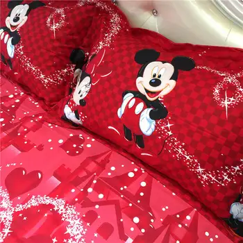 Raudona mickey minnie mouse šalikas nustatyti patalynės twin visą karalienė king size medvilnės audinio antklodė padengti butas paklode užvalkalas 3/4/5pc