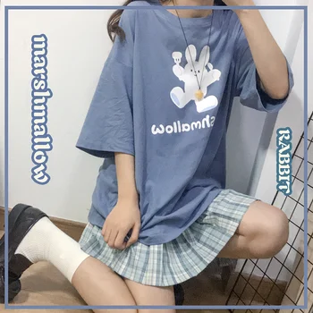 Harajuku Kawaii trumpomis Rankovėmis T-shirt Moterims, Vasaros Viršūnes 2020 Animacinių filmų Grafika Tees Marškinėliai Moksleivė Jaunų Stiliaus marškinėliai Drabužių