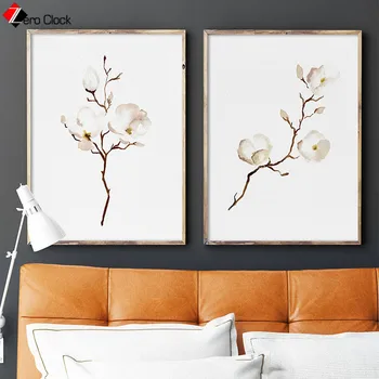 Balta Juoda Ruda Magnolias Drobės Tapybos Gėlių Sienos Meno Botanikos Spausdinti Plakato Darželio Dekoratyvinės Sienų Nuotraukas Neįrėminti