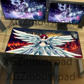 XGZ Anime Cool Šarvai Užsakymą Didelis Kompiuterio Stalas Motina Juoda Užraktas Krašto Fairy Tail Erza Scarlet Biuras Pelės Padas Guma Non-slip Xxl