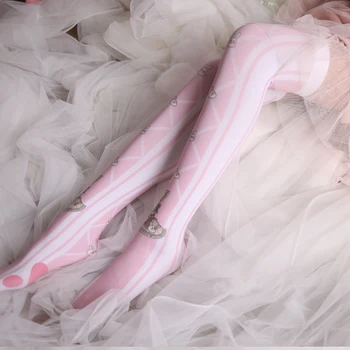 120D Minkštas sesuo Lolita triušis tinklinės kojinės mielas animacinių filmų gerbėjas kojinės ūgio kojinės dvipusis spausdinimas COS kojinės