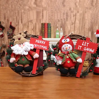 Naujas Kalėdų Papuošalai Mielas Išskirtinį Rotango Vainikas Pakabukas Kalėdų Dekoracijas Namų Santa Claus Vainikas Durų Dekoras