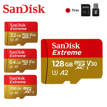 SanDisk Originalas Extreme Ultra Micro SD 256 GB 128GB 64GB 32GB 400GB Atminties Kortelės A2 V30 U1/U3 4K MicroSD 32 64 128 gb 