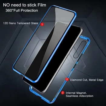 Dviguba Šoninio Stiklo Magnetinės Metalo Case for Samsung Galaxy S20 Ultra Atveju Prabanga Galinį Dangtelį Samsung Galaxy S 20 S20 Plius 