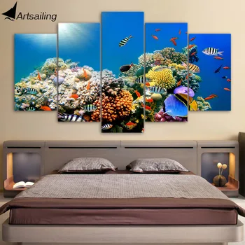 ArtSailing HD Atspausdinta 5 Gabalo Drobės Meno Atogrąžų Jūros Koralų Rifas Sienos, Nuotraukų Kambarį Šiuolaikinės Nemokamas Pristatymas NY-7398C