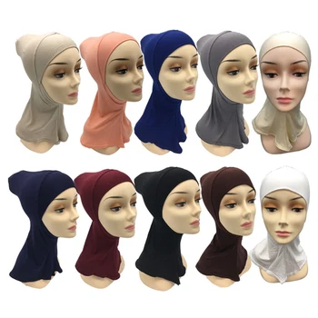 Musulmonų Turbaną Skrybėlę Moterų Visiškai Padengti Vidinį Hijab Kepurės Islamo Underscarf variklio Dangtis, Kietas Modalinis Pagal Šaliko, kepurės ruožas hijab bžūp