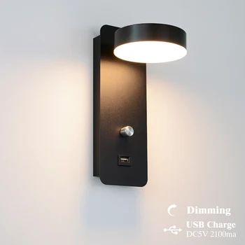 Vidaus led sieniniai šviestuvai DC5V USB įkrovimo led tamsos sienos šviesos modernus miegamojo sienos lempos laiptų studija svetainės sconce