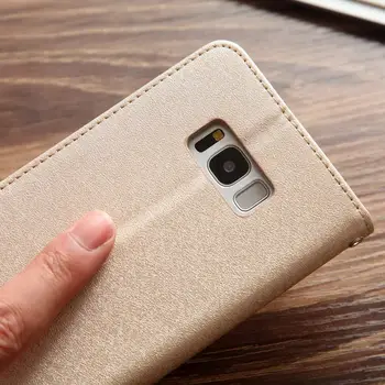 Prabangaus Šilko, Odinis Telefono Dėklas Dangtelis Skirtas Samsung Galaxy S8 S8 Plus Flip Piniginės Magnetinis Stendas Kortelės Turėtojui Samsung Galaxy S8