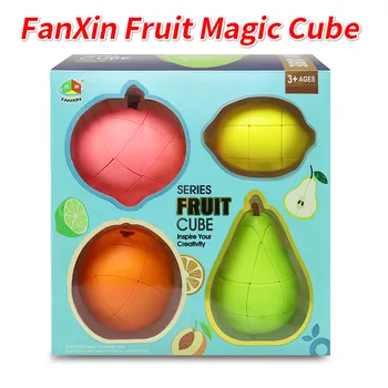 FanXin Vaisių Magic Cube Pack Profesinės Stickerless Kriaušių, Persikų, Apelsinų AppleLemon Bananų Puzzle Žaidimas Speed Cubing Juokingi Žaislai